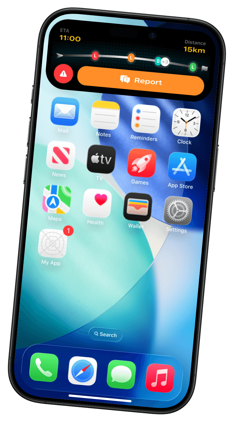 An iPhone Lock Screen showing Omawe's Live Activity